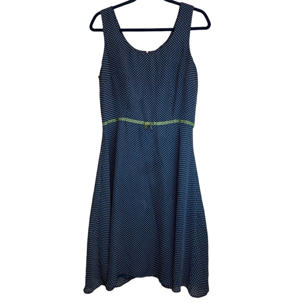 [K Studio] Black W/Polka Dots A-Line Midi Dress Women‘s Size 12